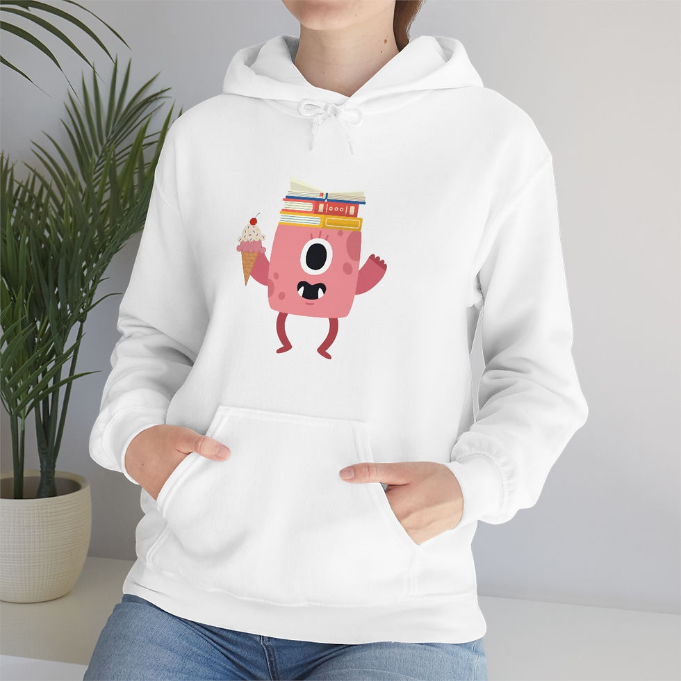 Thumbnail: Pink Book Monster: Unisex Heavy Blend™ Hooded Sweatshirt