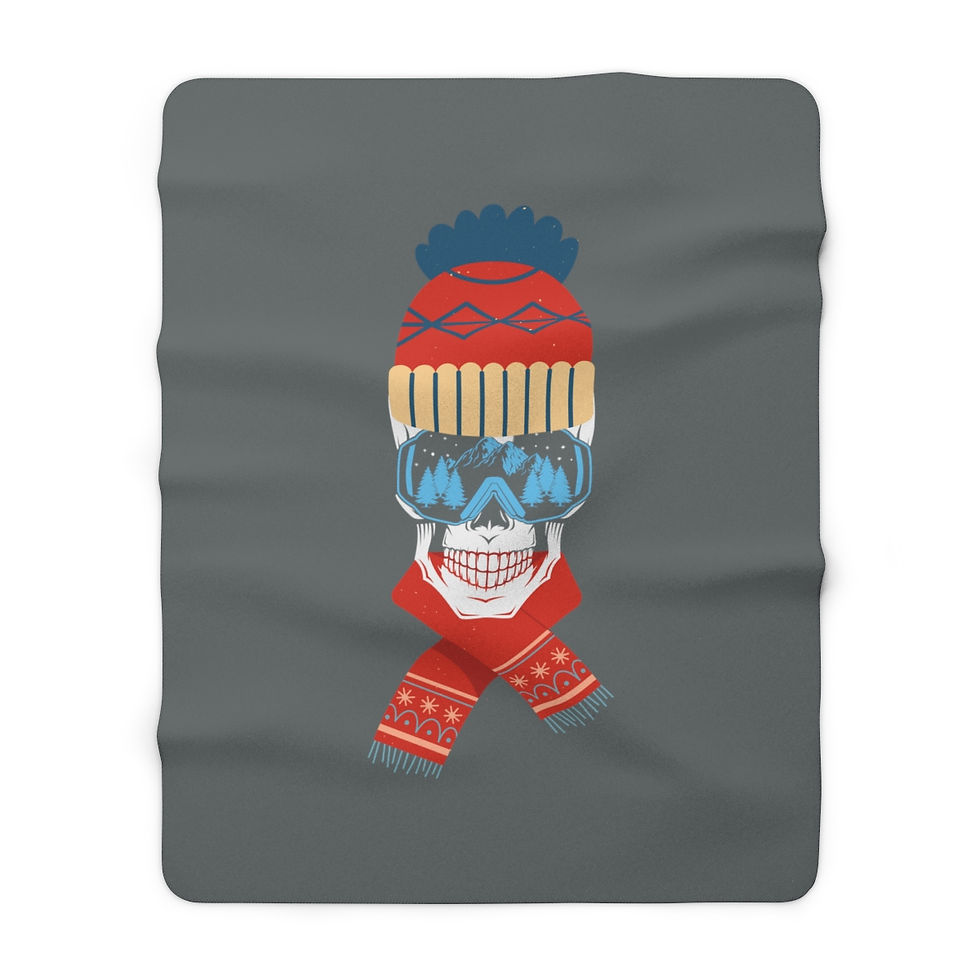 Thumbnail: Ski Skull With Red And Blue Scarf And Hat: high quality cozy fleece blanket