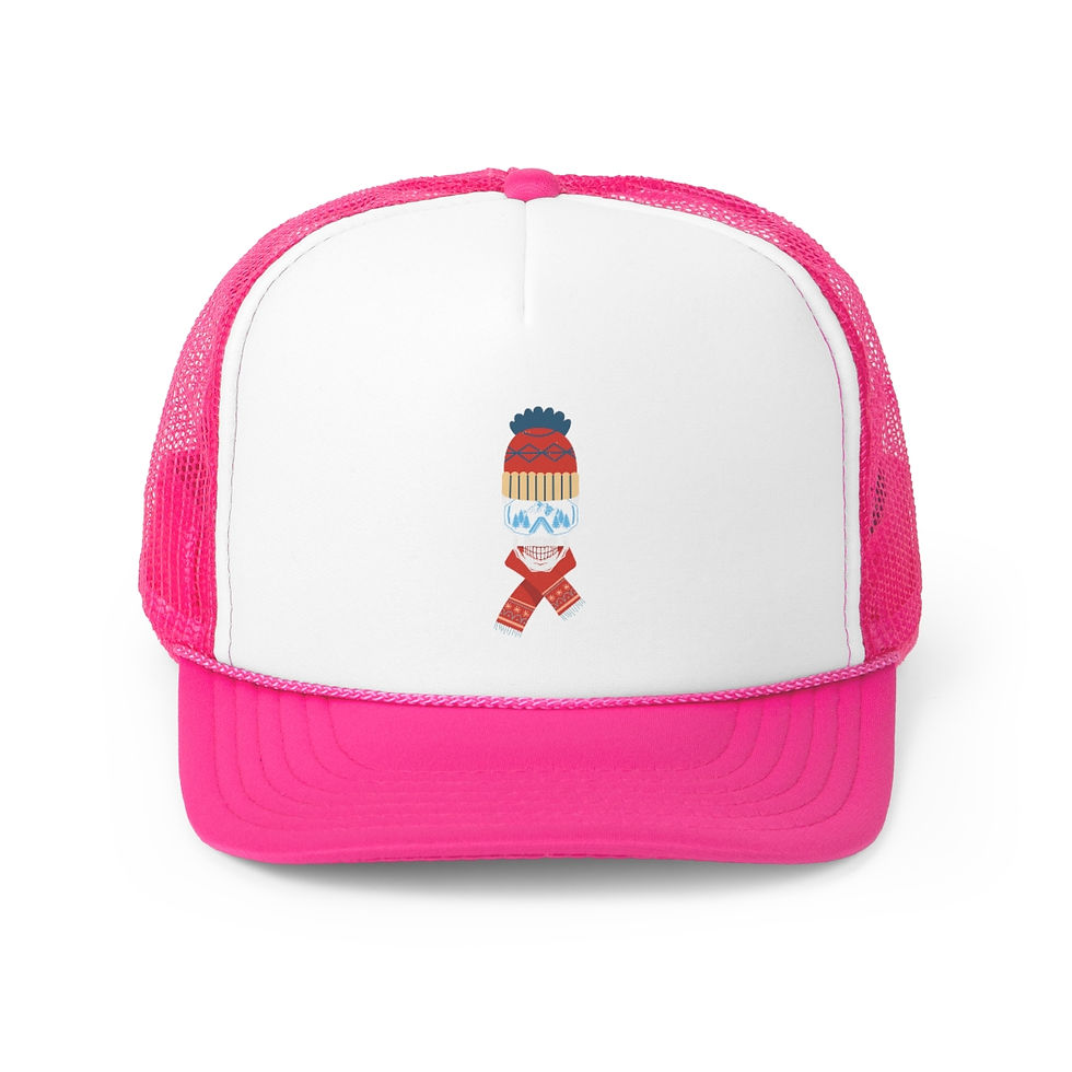 Thumbnail: Ski Skull With Red And Blue Scarf And Hat: Trucker Caps