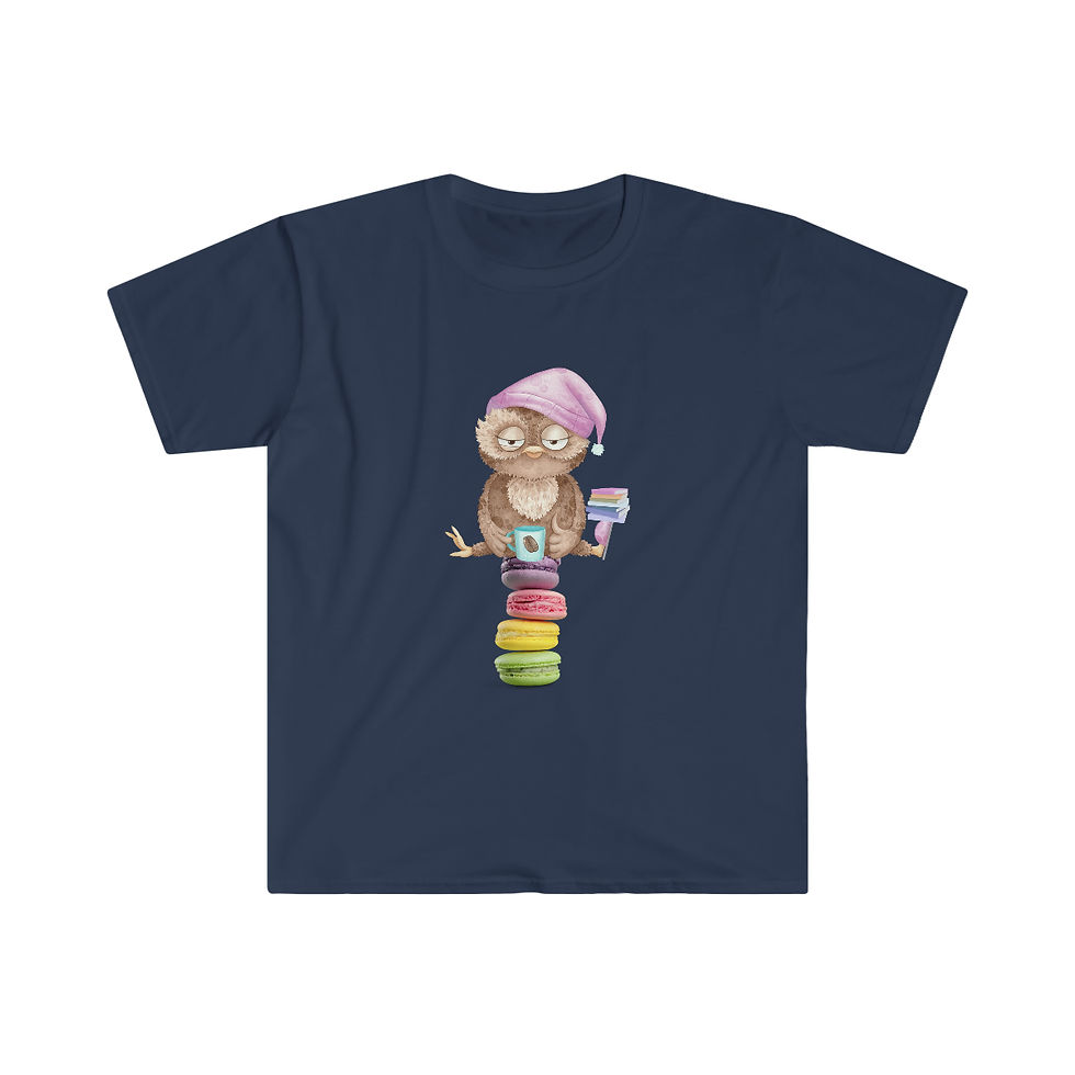 Thumbnail: Sleepy Owl Macaroon: Unisex Softstyle T-Shirt