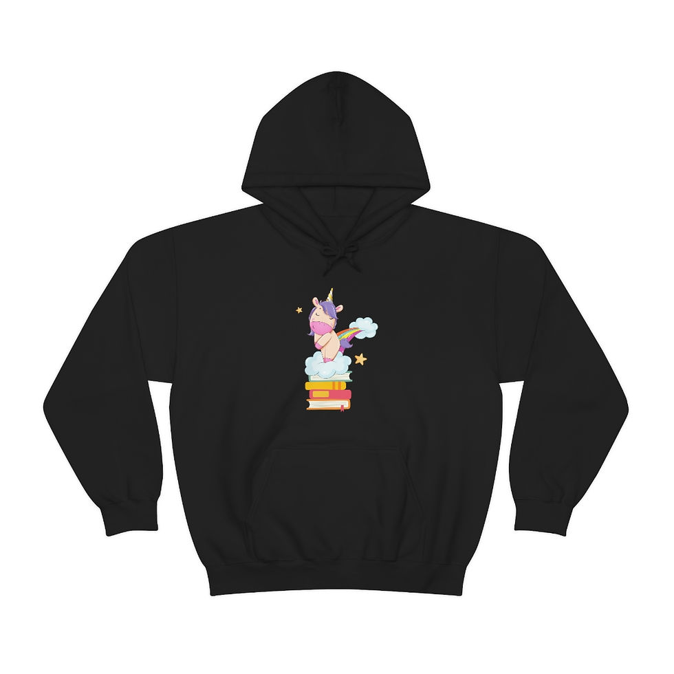 Thumbnail: Unicorn Unitoot on a Bookstack! Unisex Heavy Blend™ Hooded Sweatshirt