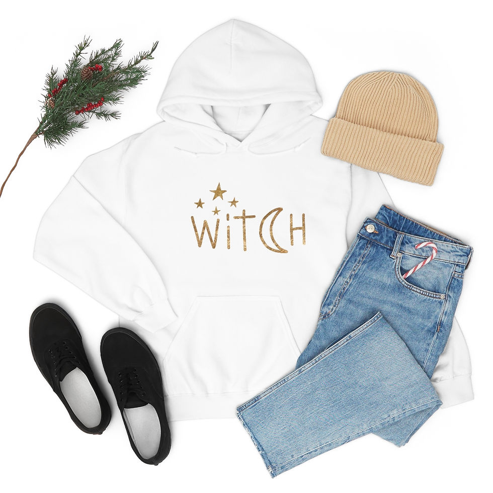 Thumbnail: Witch Design With Stars And Moon: Unisex Heavy Blend™ Hooded Sweatshirt
