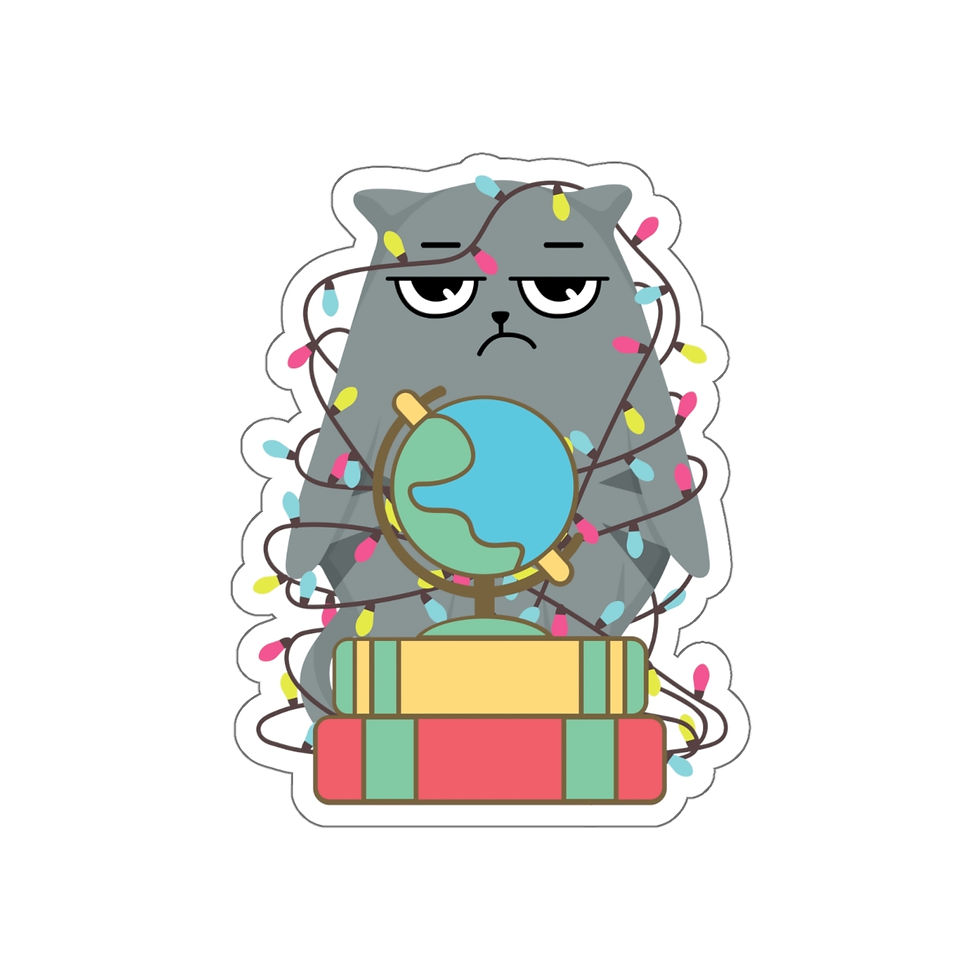 Thumbnail: Gray the Christmas Lights Cat: Die-Cut Stickers
