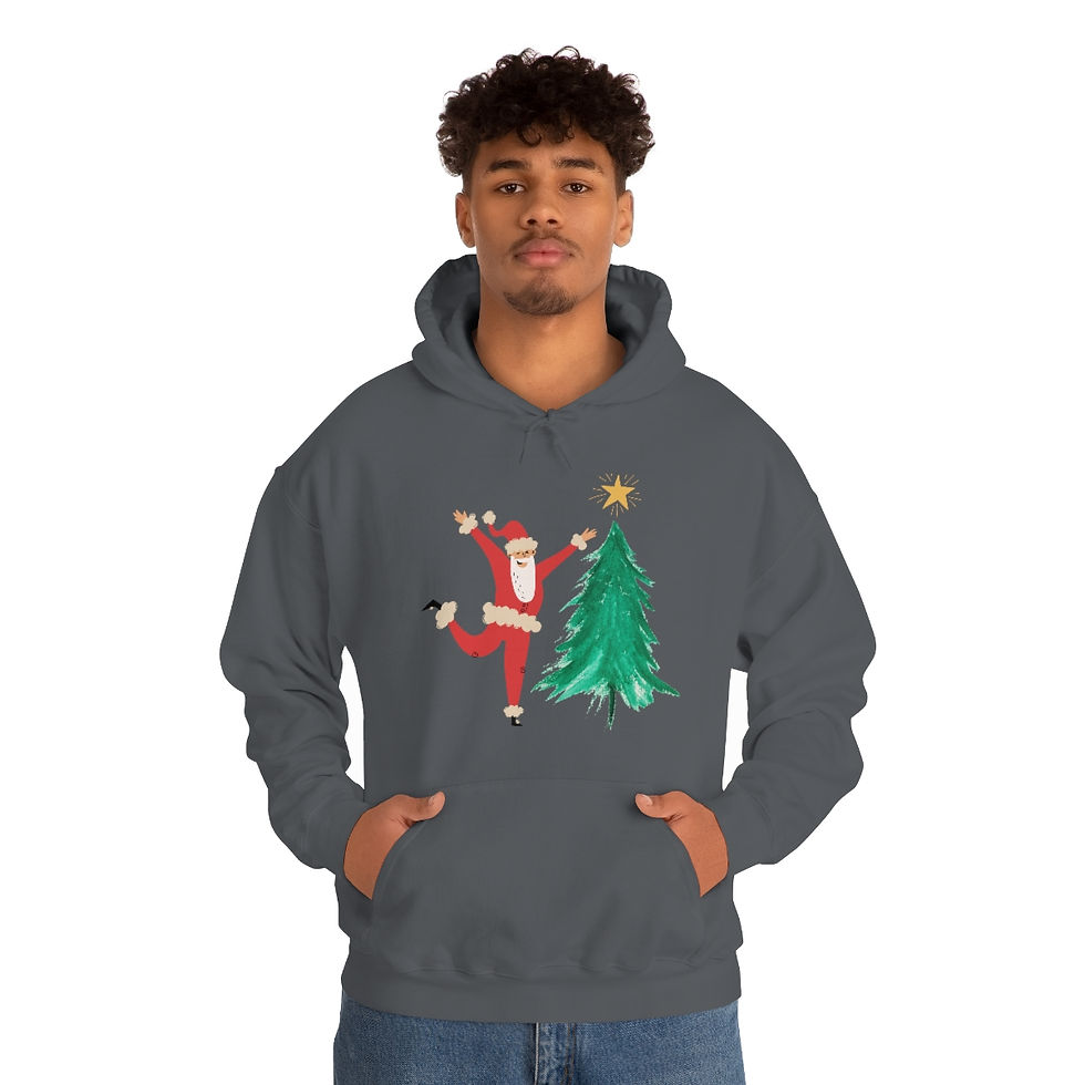 Thumbnail: Santa Putting the Star On the Tree:  Unisex Heavy Blend™ Hooded Sweatshirt