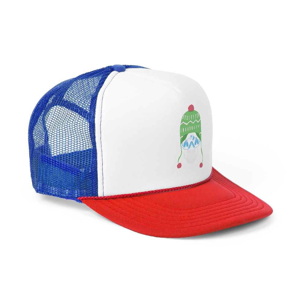 Thumbnail: Ski Skull With Green And Pink Hat: Trucker Caps
