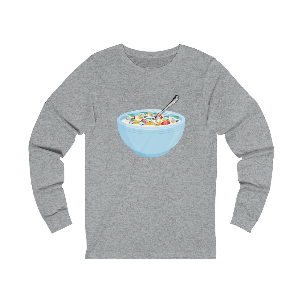 Thumbnail: Blue Bowl of Book Cereal long sleeve tee