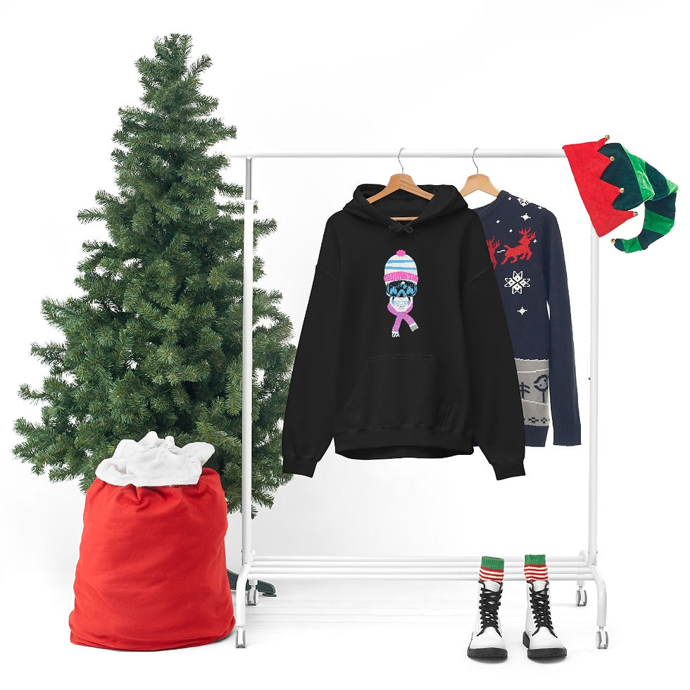 Thumbnail: Ski Skull With Pink And Blue Beanie: Unisex Heavy Blend™ Hooded Sweatshirt