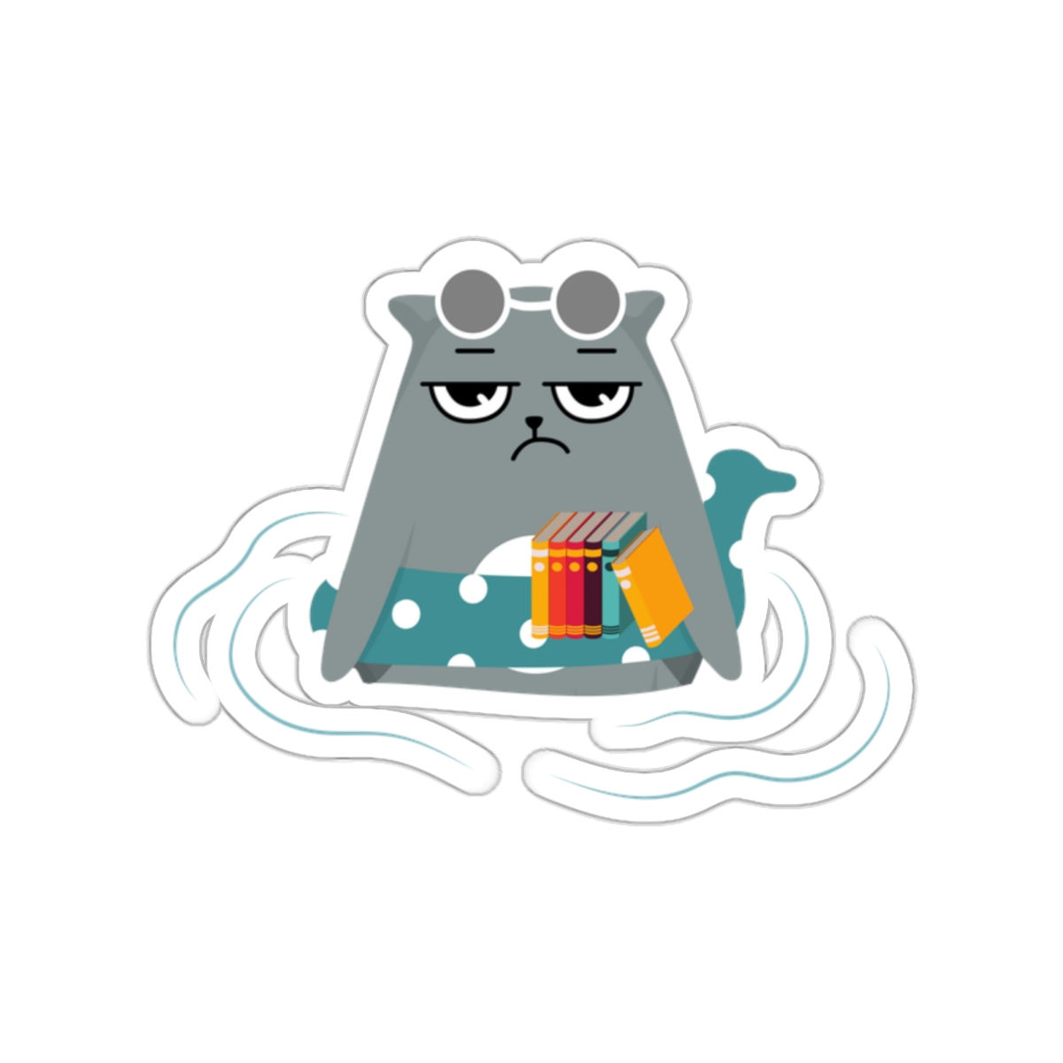 Gray the swimming cat, Die-Cut Stickers