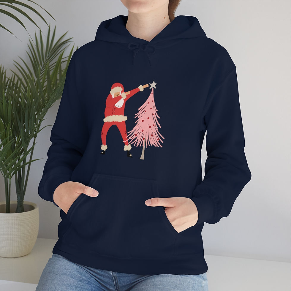 Thumbnail: Santa Dabbing the Star On A Pink Tree: Unisex Heavy Blend™ Hooded Sweatshirt