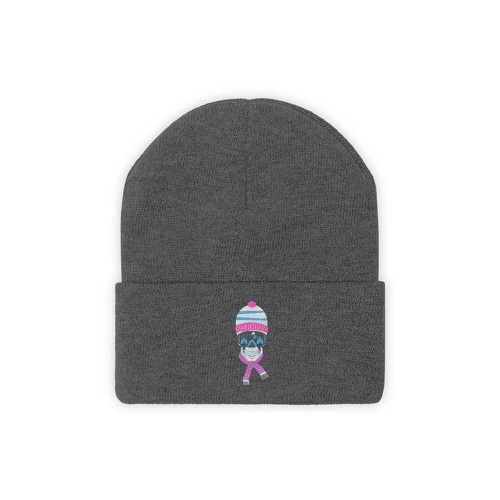 Thumbnail: Ski Skull With Pink And Blue Beanie: Knit Beanie