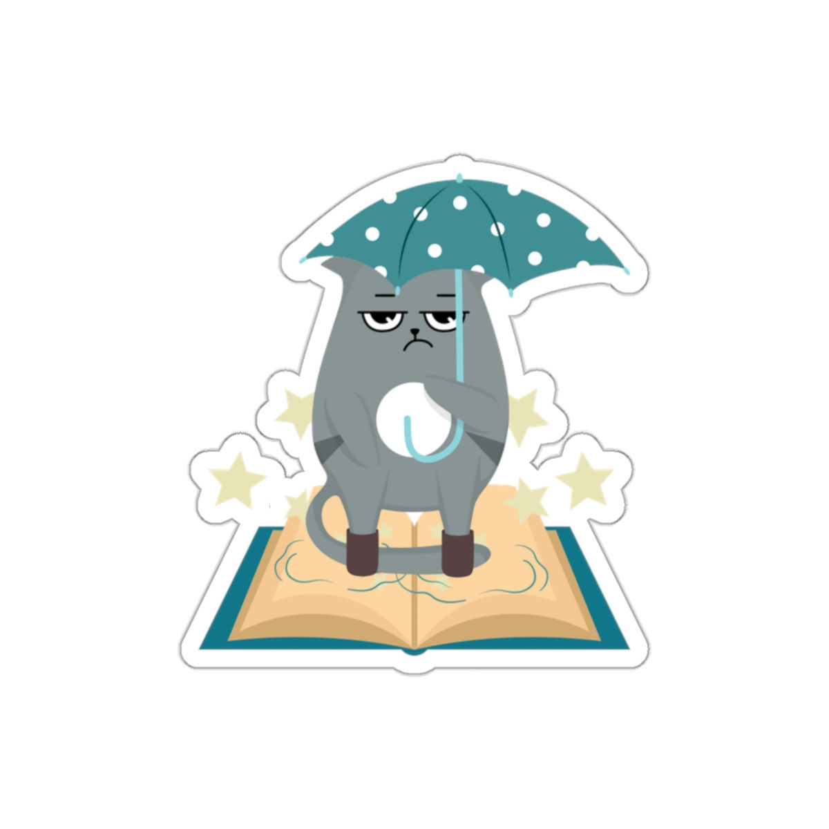 Gray the Umbrella Cat: Die-Cut Stickers