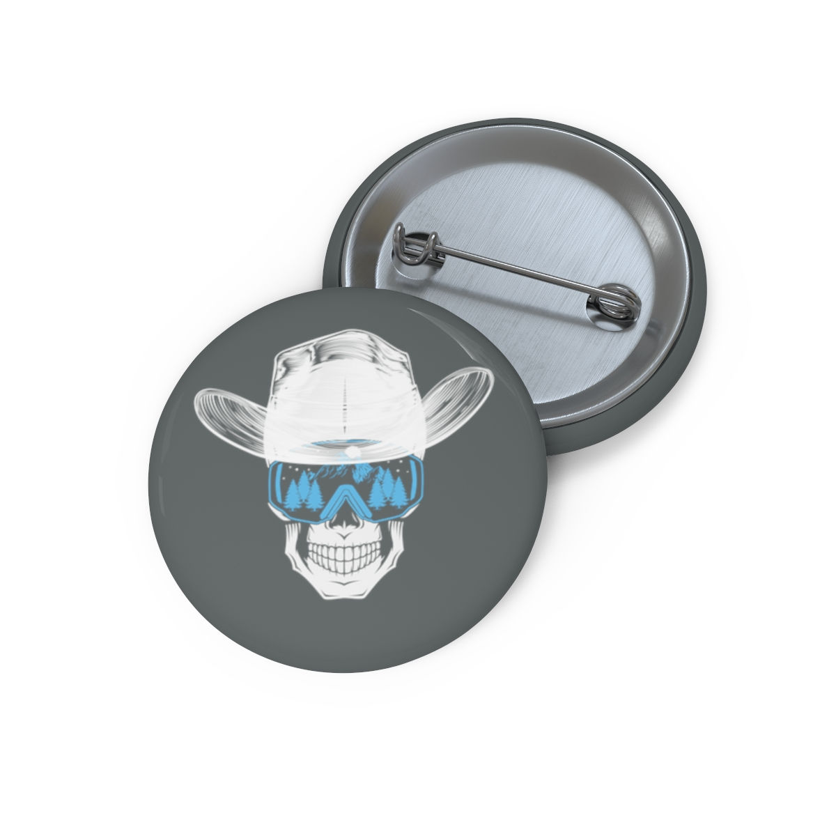Ski Skull With Cowboy Hat: Pin Buttons