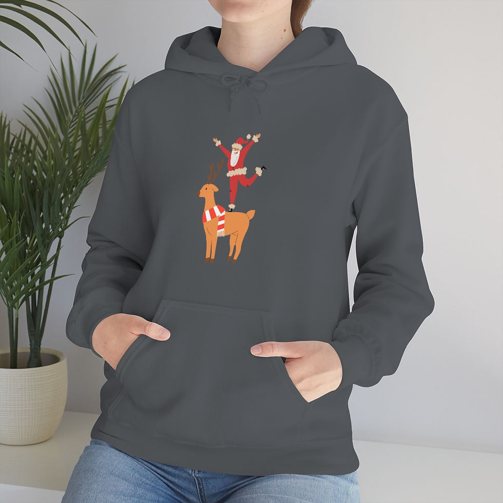 Thumbnail: Santa Celebrating On Top Of A Reindeer: Unisex Heavy Blend™ Hooded Sweatshirt