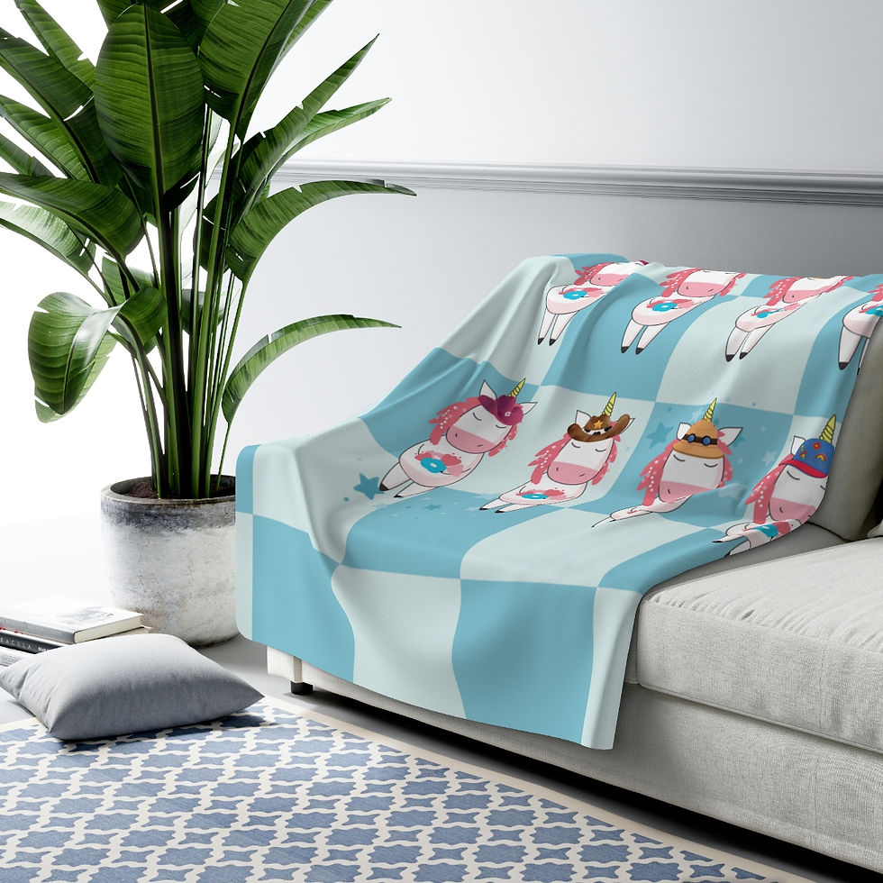 Thumbnail: Unicorns In Hats: High Quality Cozy Fleece Blanket