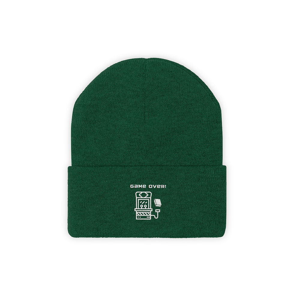 Thumbnail: Game Over Black Gaming Machine: Knit Beanie