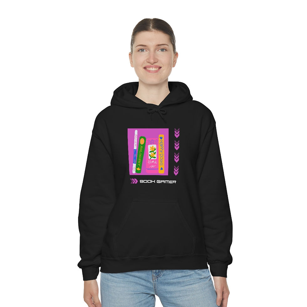 Thumbnail: Book Gamer Philosophy Pink: Unisex Heavy Blend™ Hooded Sweatshirt