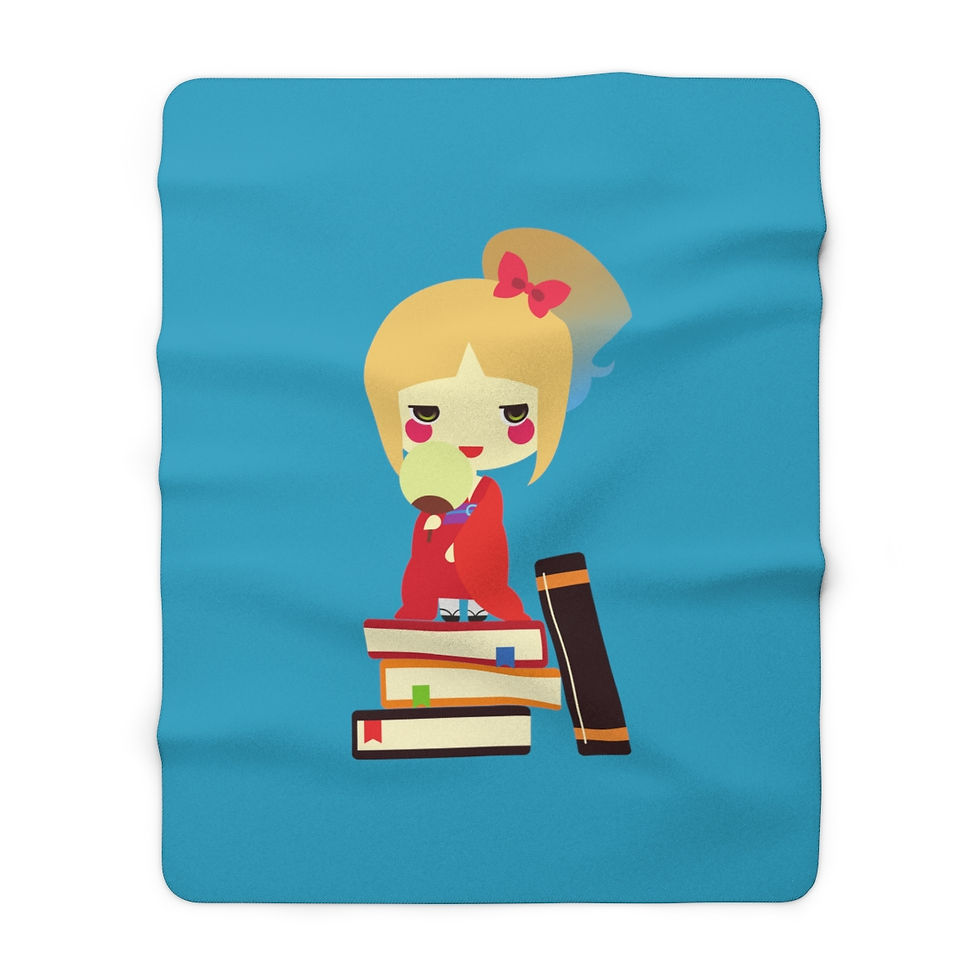 Thumbnail: Book Doll on Book Stack: High Quality Cozy Fleece Blanket