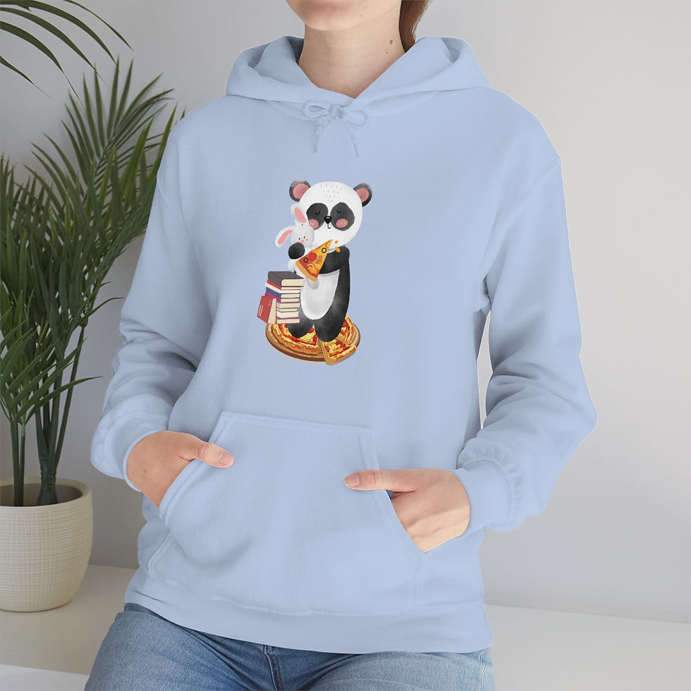 Thumbnail: Panda Pizza and Books: Unisex Heavy Blend™ Hooded Sweatshirt