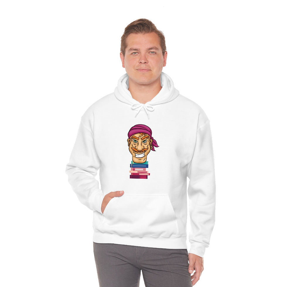 Thumbnail: Pirate Book Stack Pink: Unisex Heavy Blend™ Hooded Sweatshirt