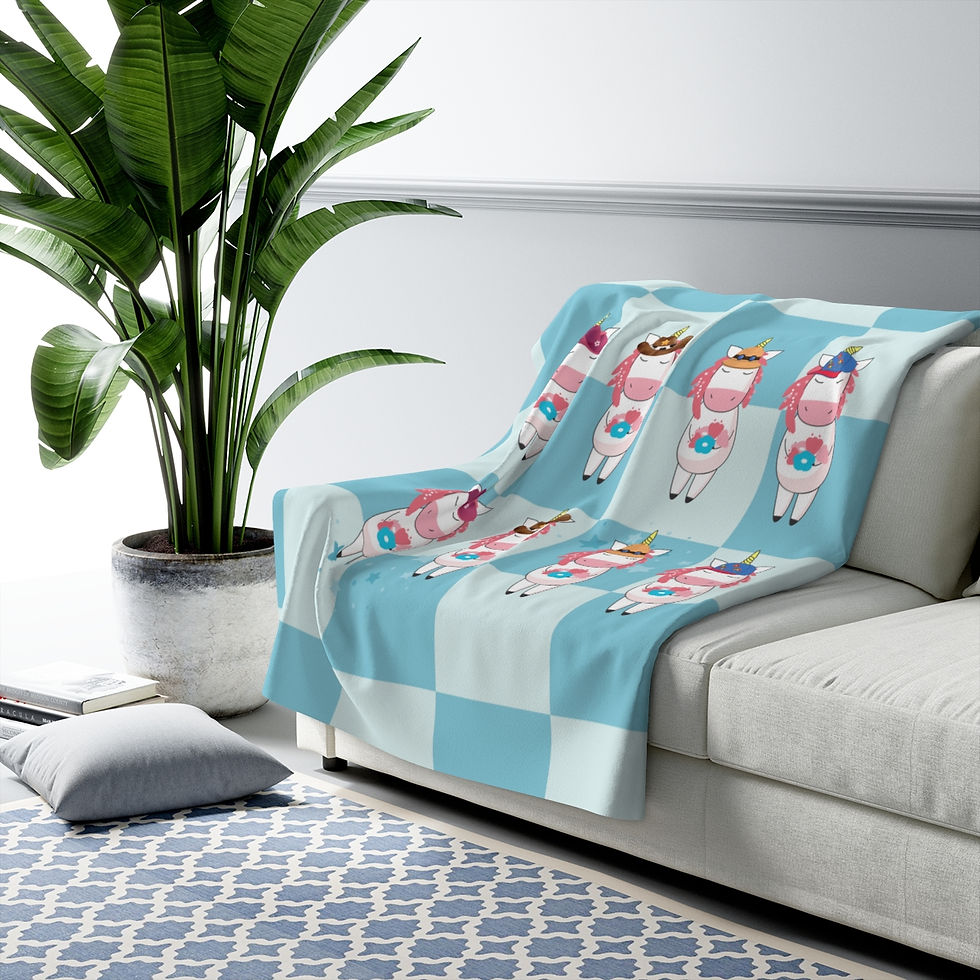Thumbnail: Unicorns In Hats: High Quality Cozy Fleece Blanket