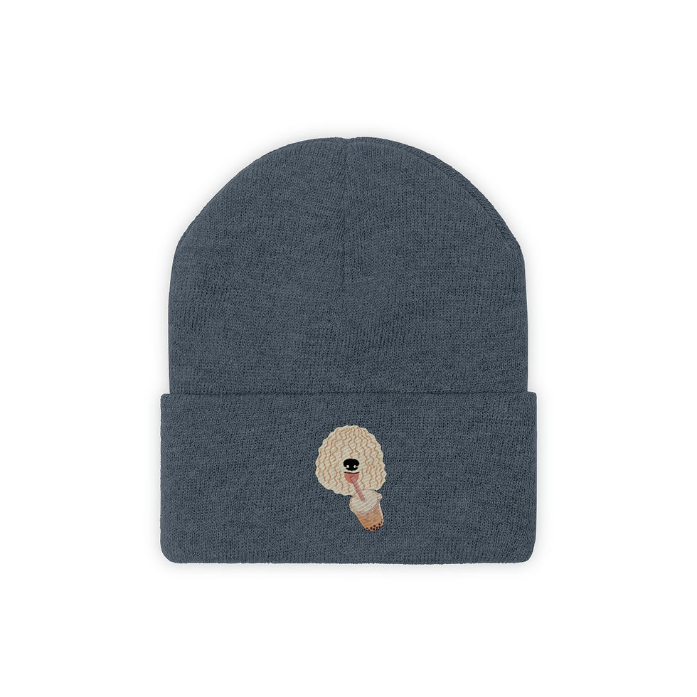 Thumbnail: Shaggy Dog Drinking Boba Beanie: Knit Beanie