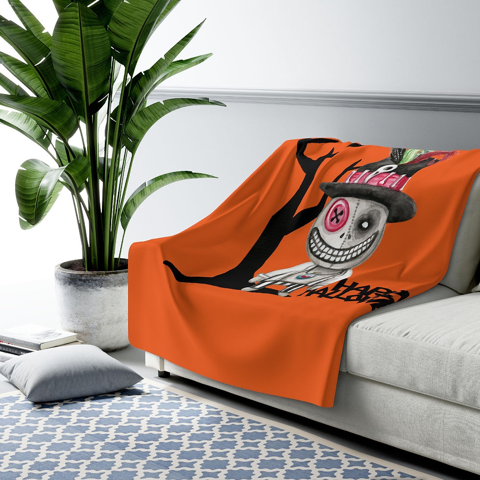 Thumbnail: Halloween Skeleton By A Tree: High Quality Cozy Fleece Blanket