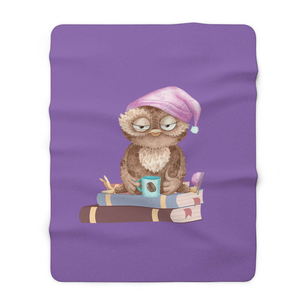 Thumbnail: Sleepy Owl Thumbs Up: High Quality Cozy Fleece Blanket