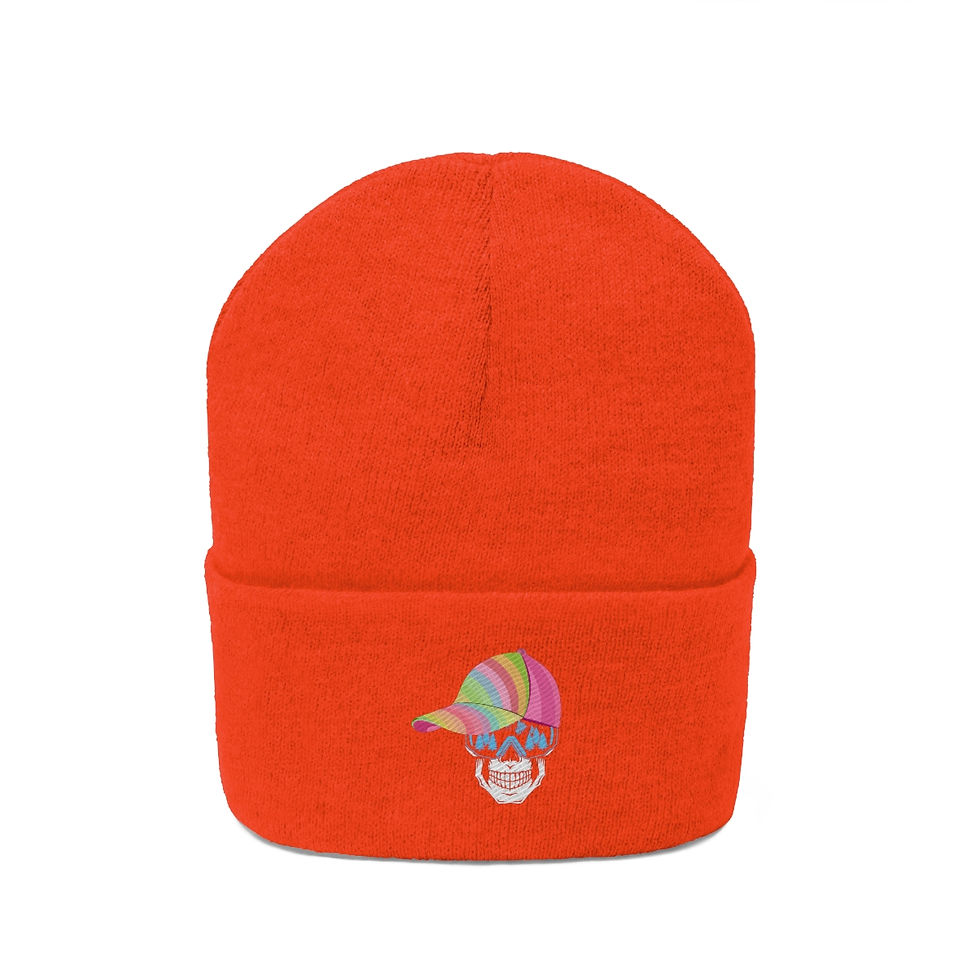 Thumbnail: Ski Skull With Multi-Colored Hat: Knit Beanie