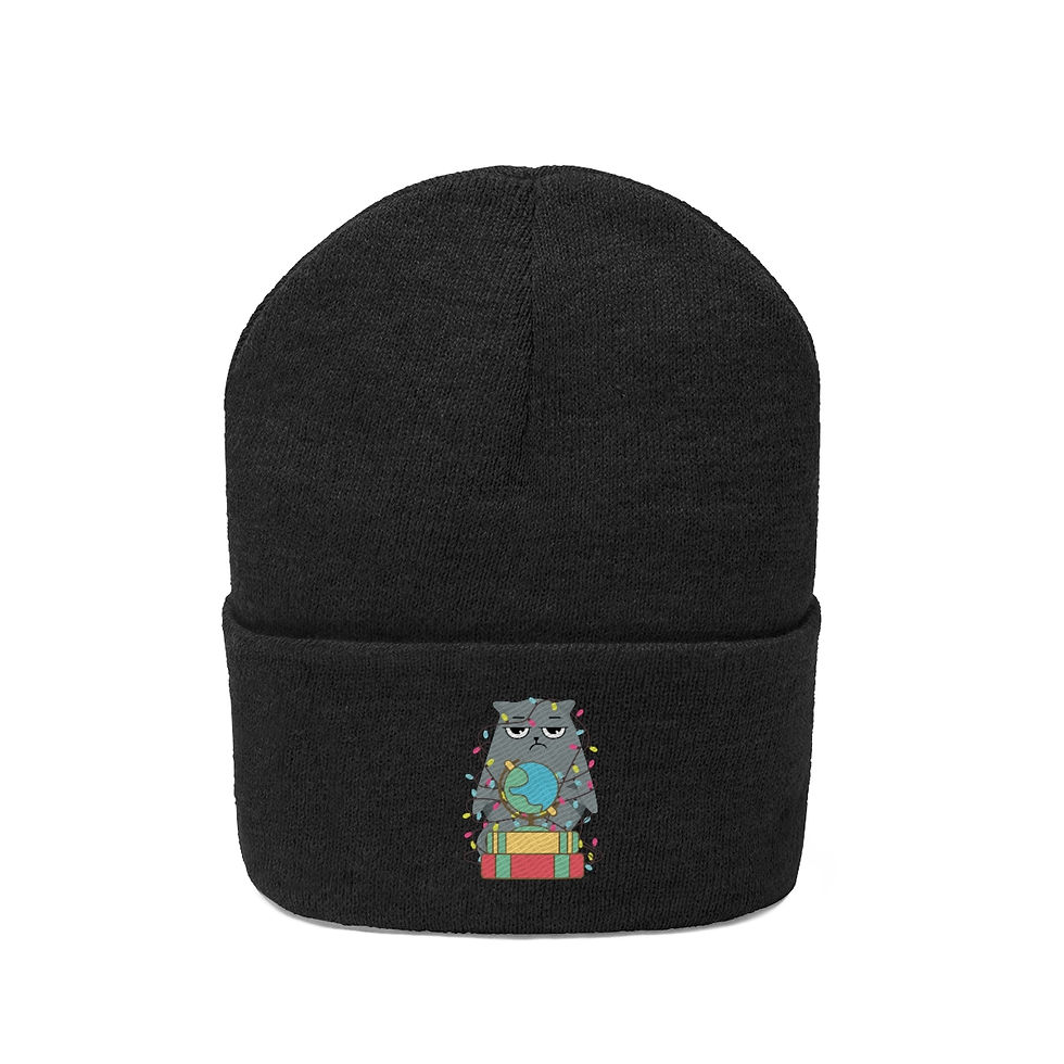 Thumbnail: Gray the cozy, sick cat: Knit Beanie