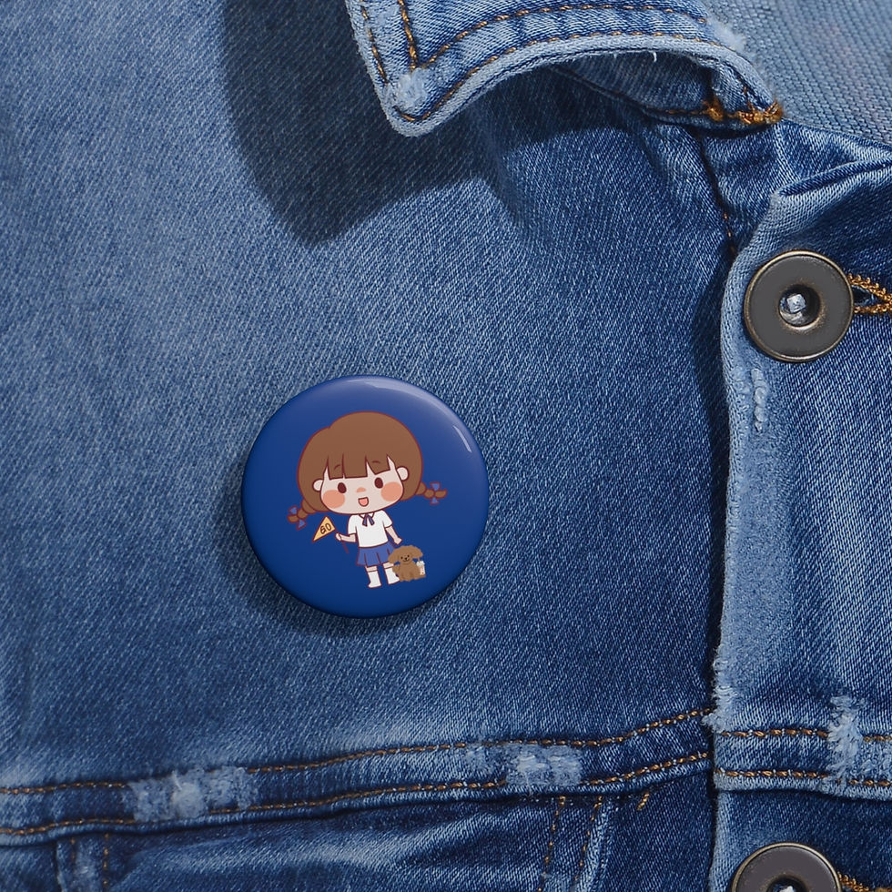 Thumbnail: Girl With Her Boba and her dog: Pin Buttons