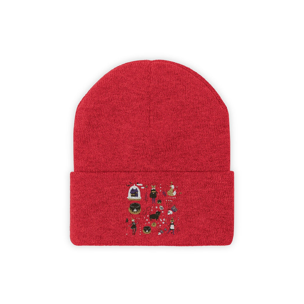 Thumbnail: Halloween Pattern Retro Design: Knit Beanie