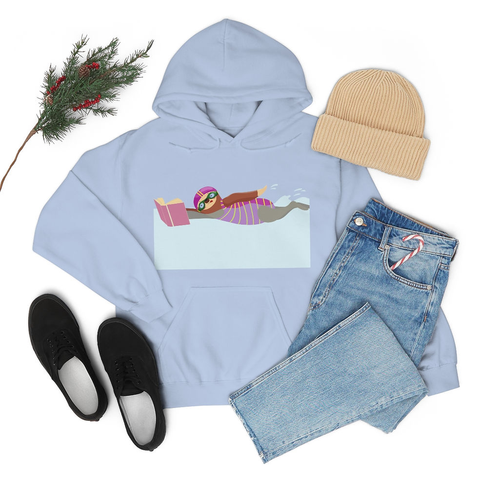 Thumbnail: Sloth Swimming While Reading: Unisex Heavy Blend™ Hooded Sweatshirt