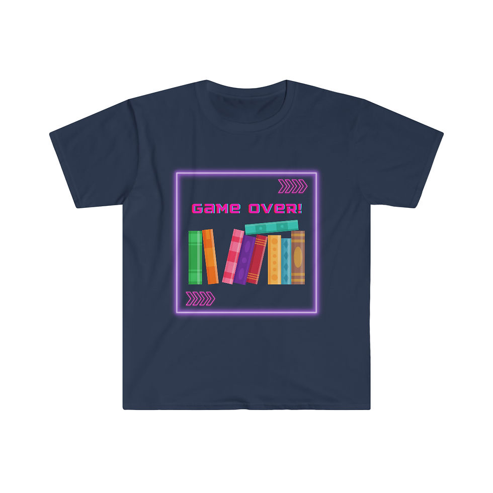 Thumbnail: Game Over Book Stack: Unisex Softstyle T-Shirt