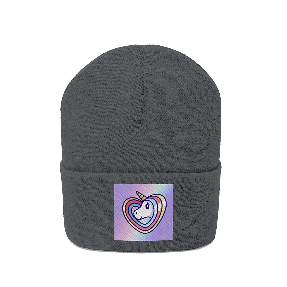 Thumbnail: Heart Unicorn Design: Knit Beanie