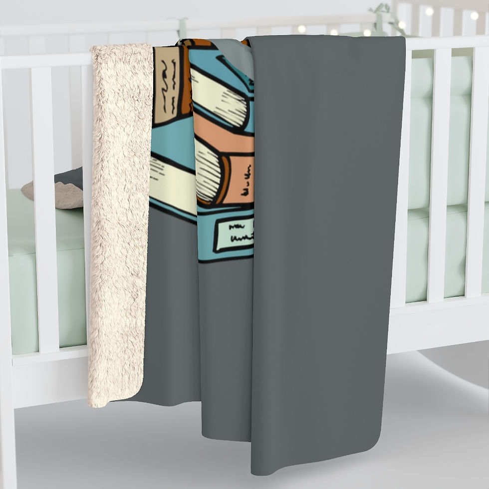 Thumbnail:  Gray, the book loving coffee cat: high quality cozy fleece blanket
