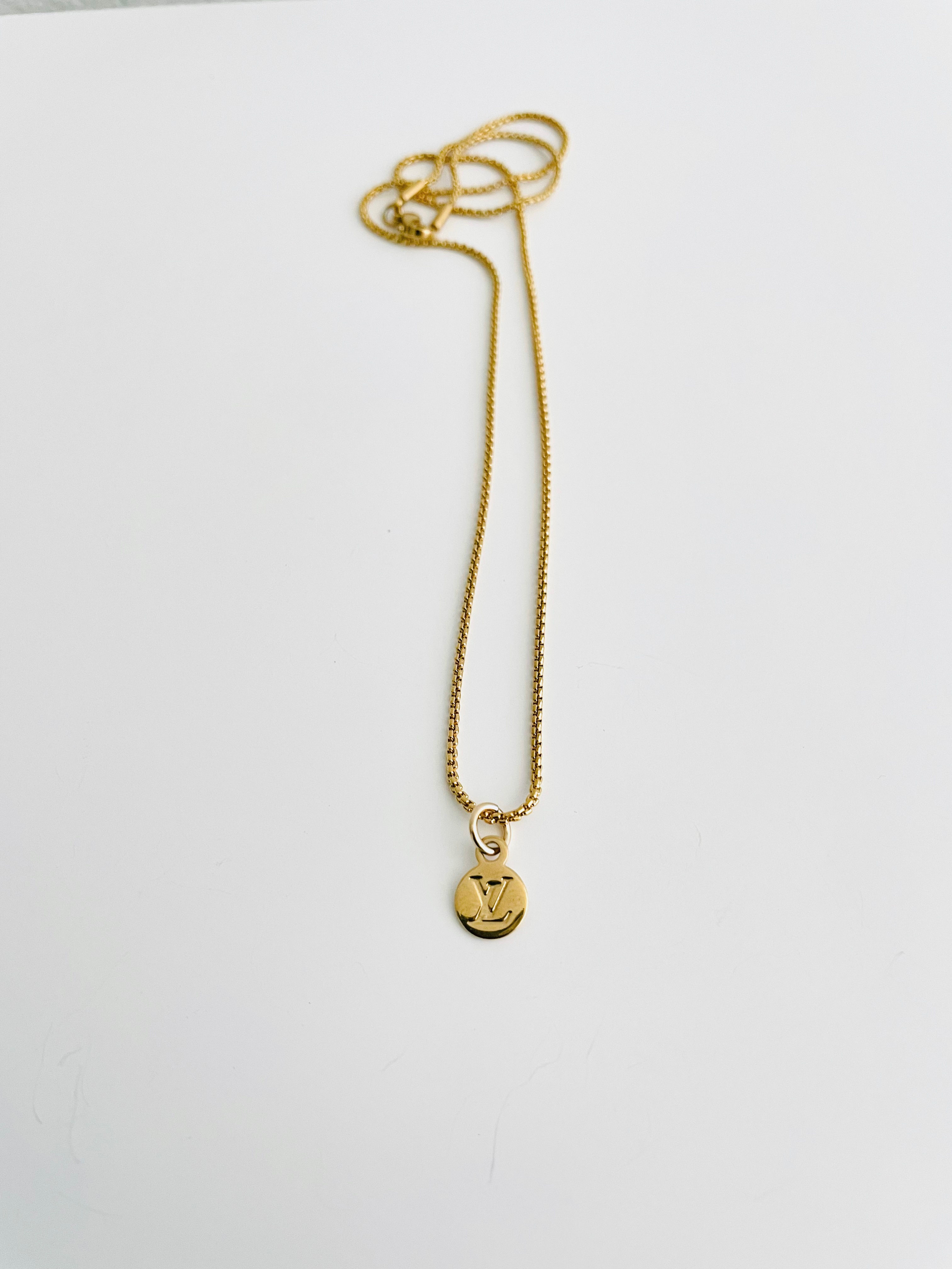  Repurposed LV mini gold charm necklace