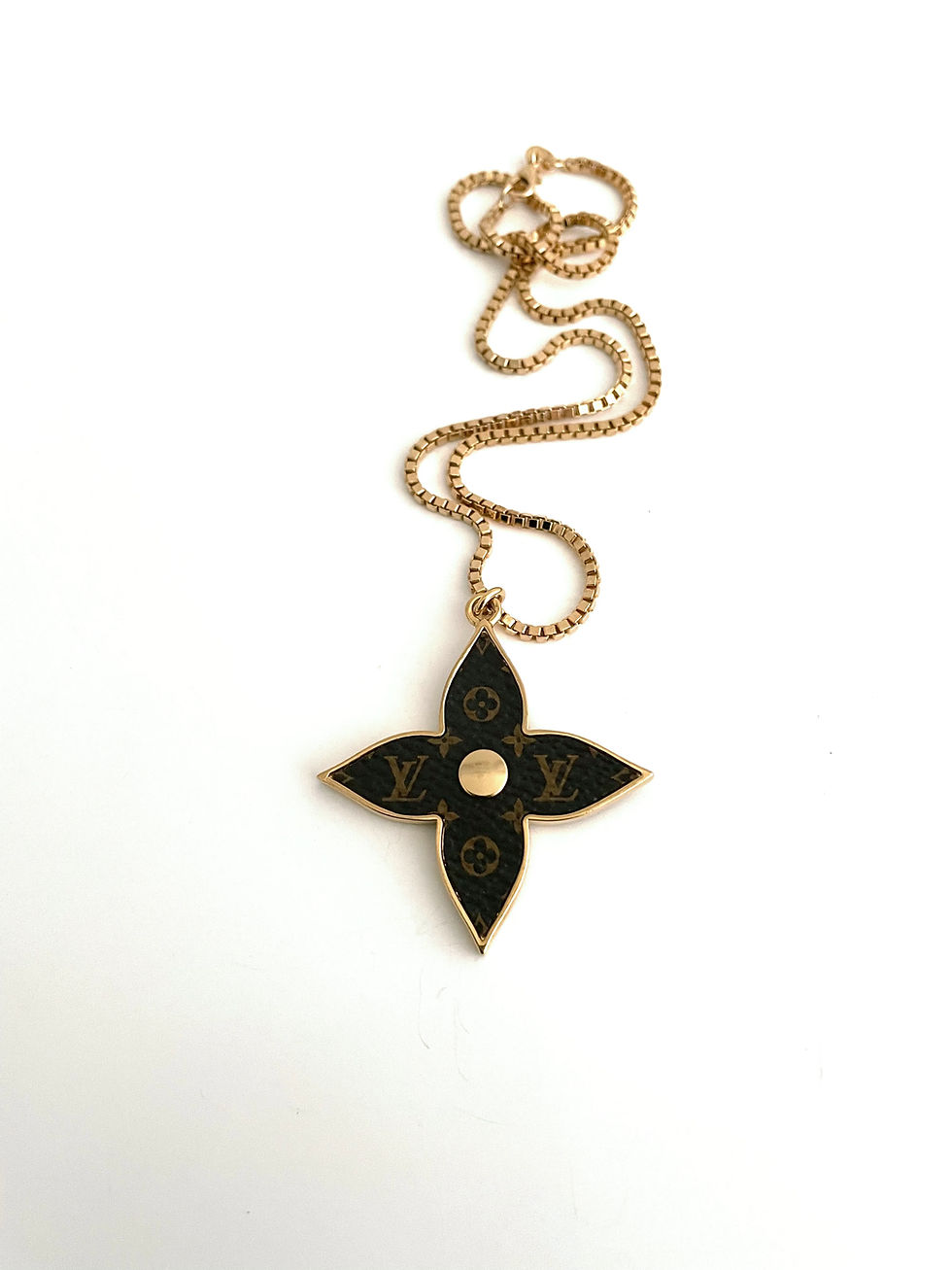 Thumbnail: Reworked Louis Vuitton iconic canvas fleur charm necklace