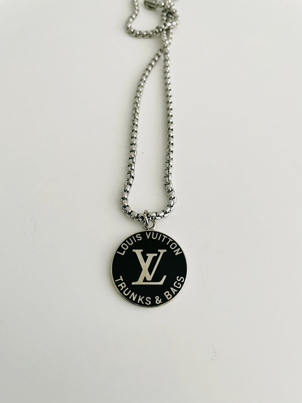 Thumbnail:  Repurposed rare LV  black charm necklace 