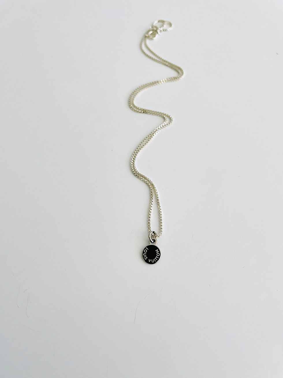 Thumbnail:   Repurposed LV rare mini blue charm necklace 
