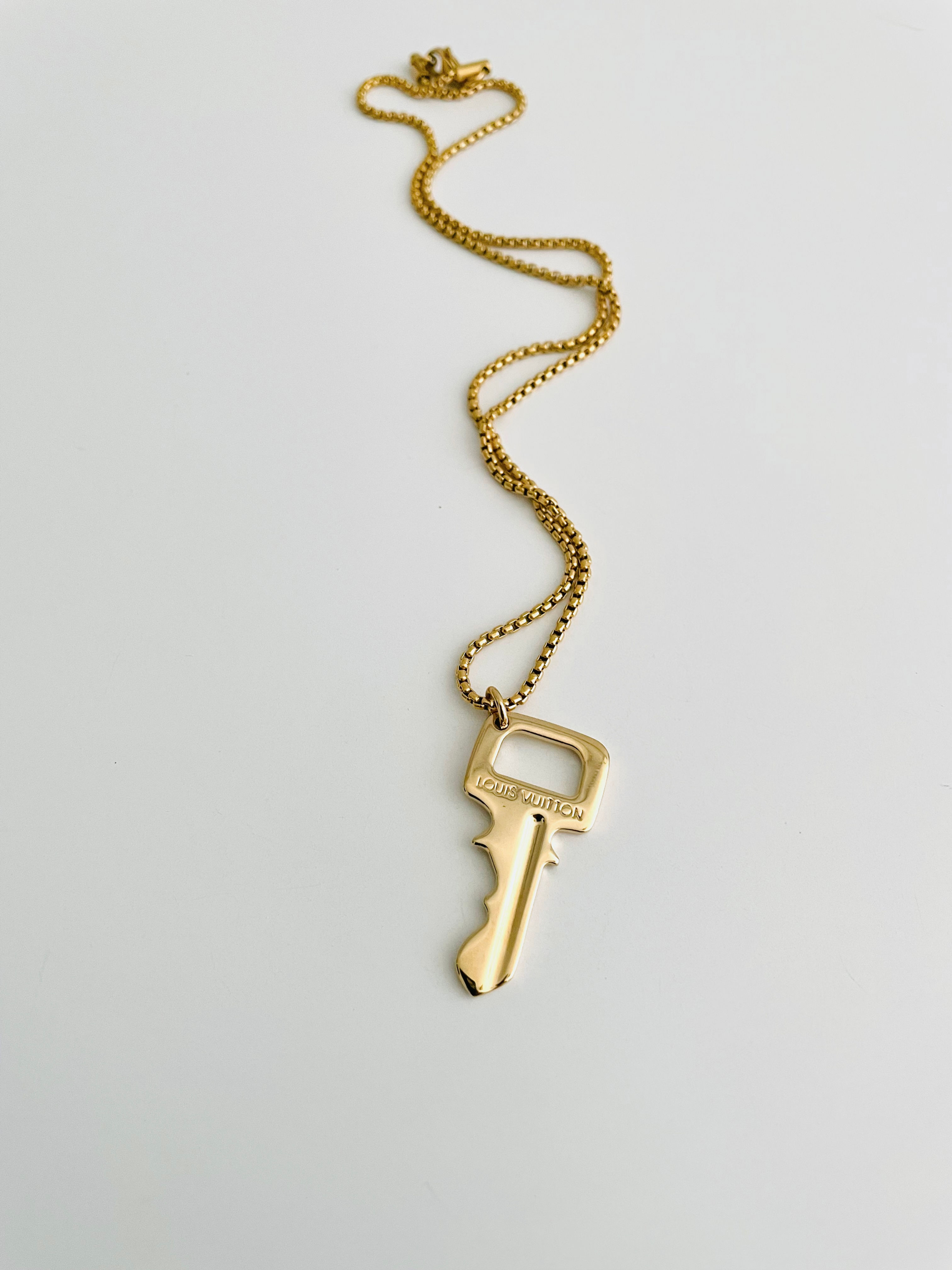 Reworked Louis Vuitton rare gold key necklace