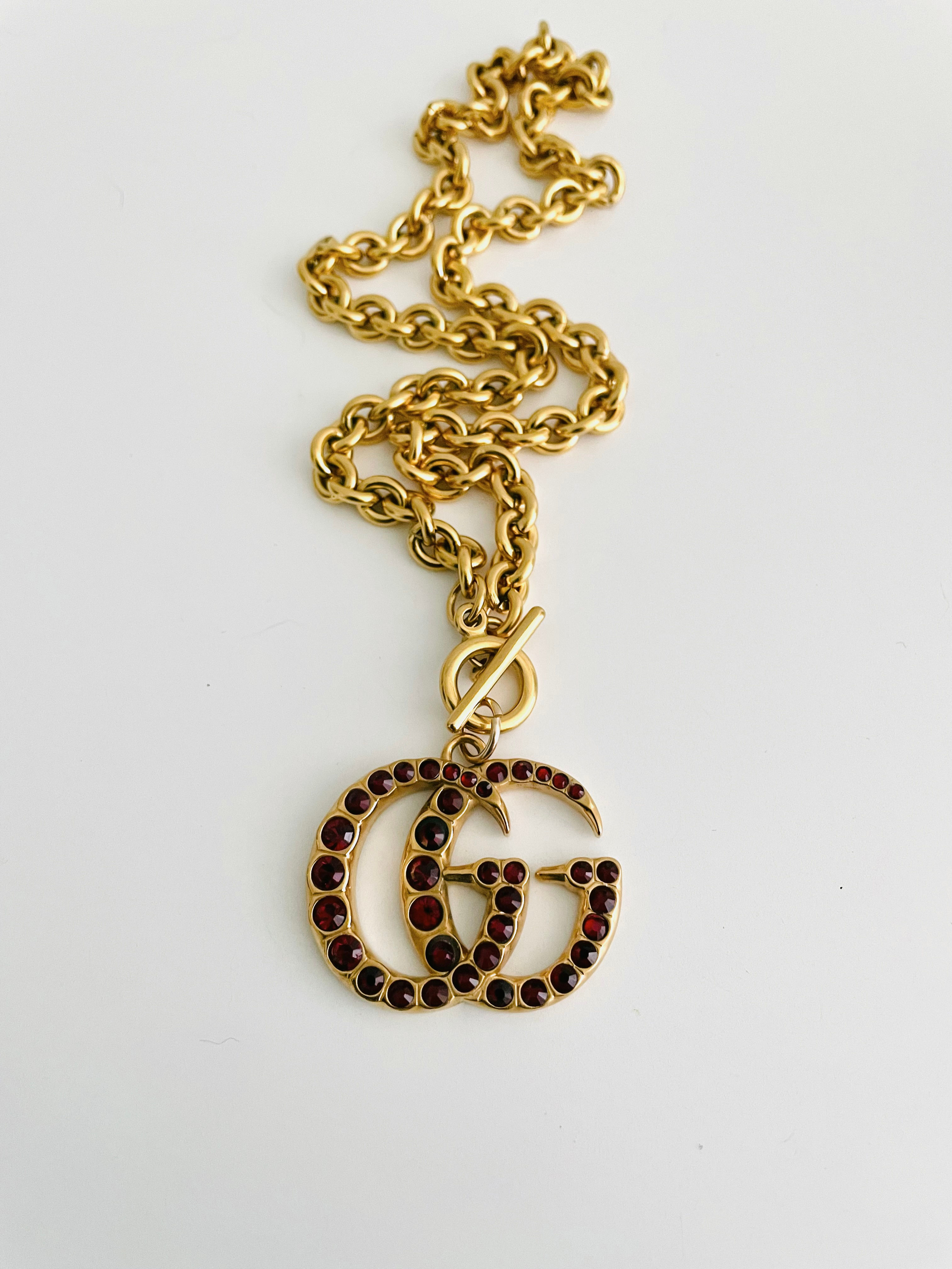 Reworked RARE Gucci XL red crystal necklace