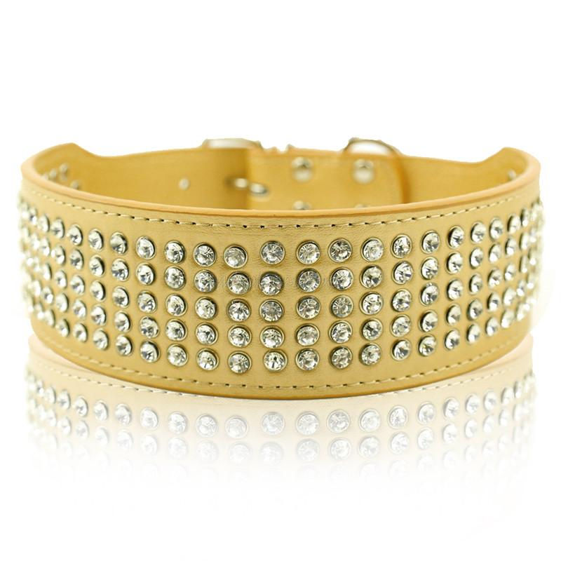 Thumbnail: Rhinestone Leather Dog Collars Bling Diamante Crystal Studded Dogs Pet Collars