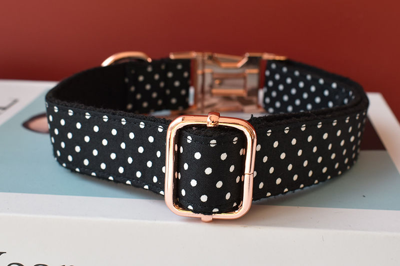 Thumbnail: Rose Gold metal adjustable buckles bow tie dog collar
