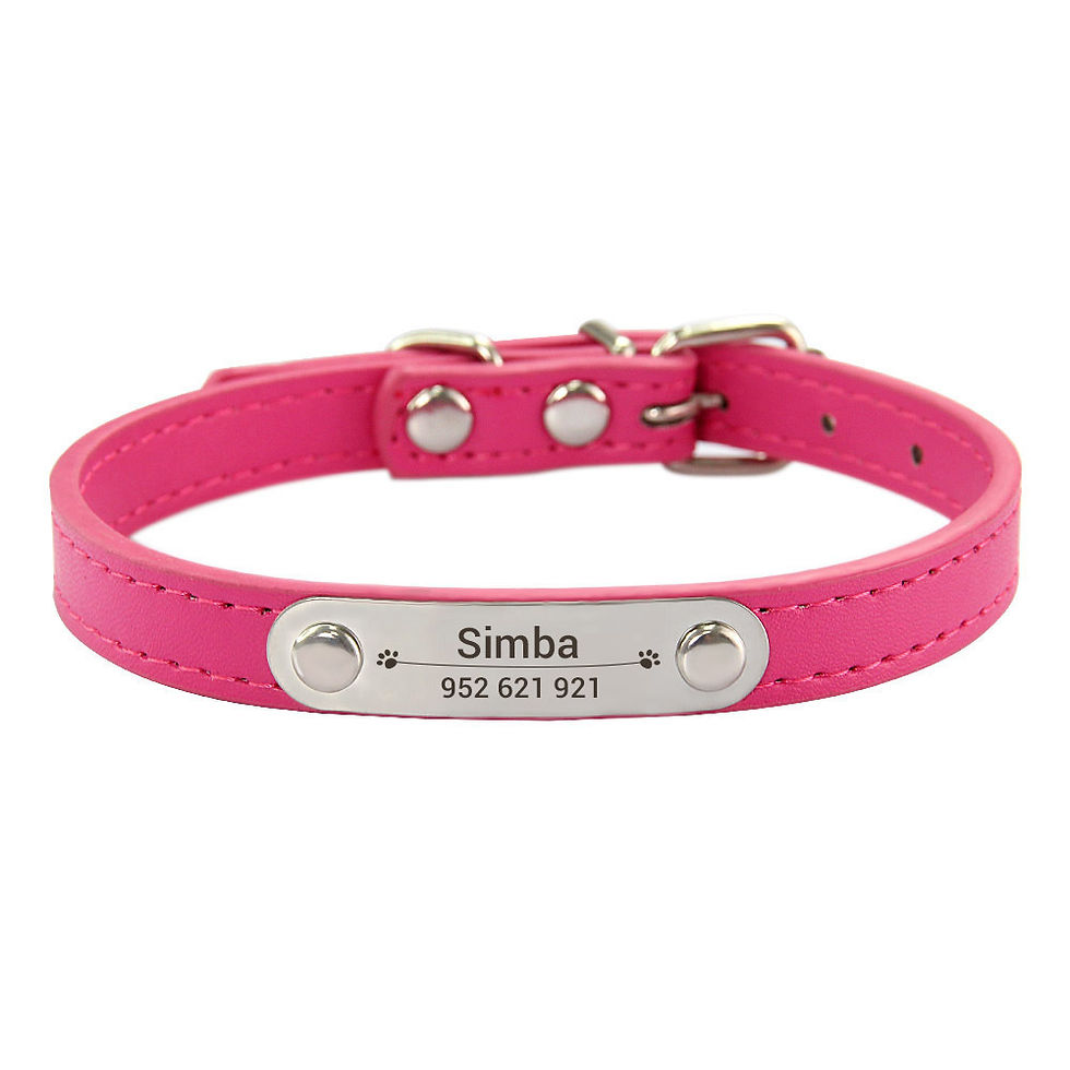 Thumbnail: Personalized Dog Collar Name Carved ID Anti-lost Solid PU Leather Collar