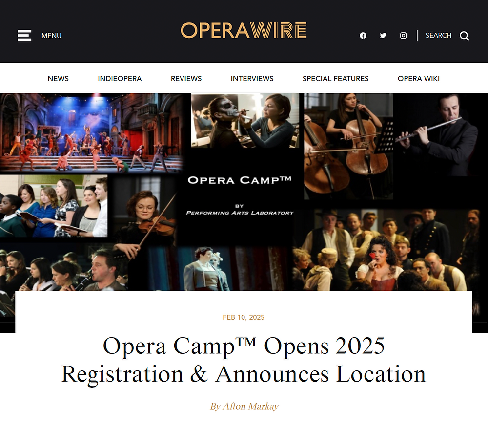 Opera Camp Sign By OperaWire / Opera Camp™ Opens 2025 Registration & Announces Location