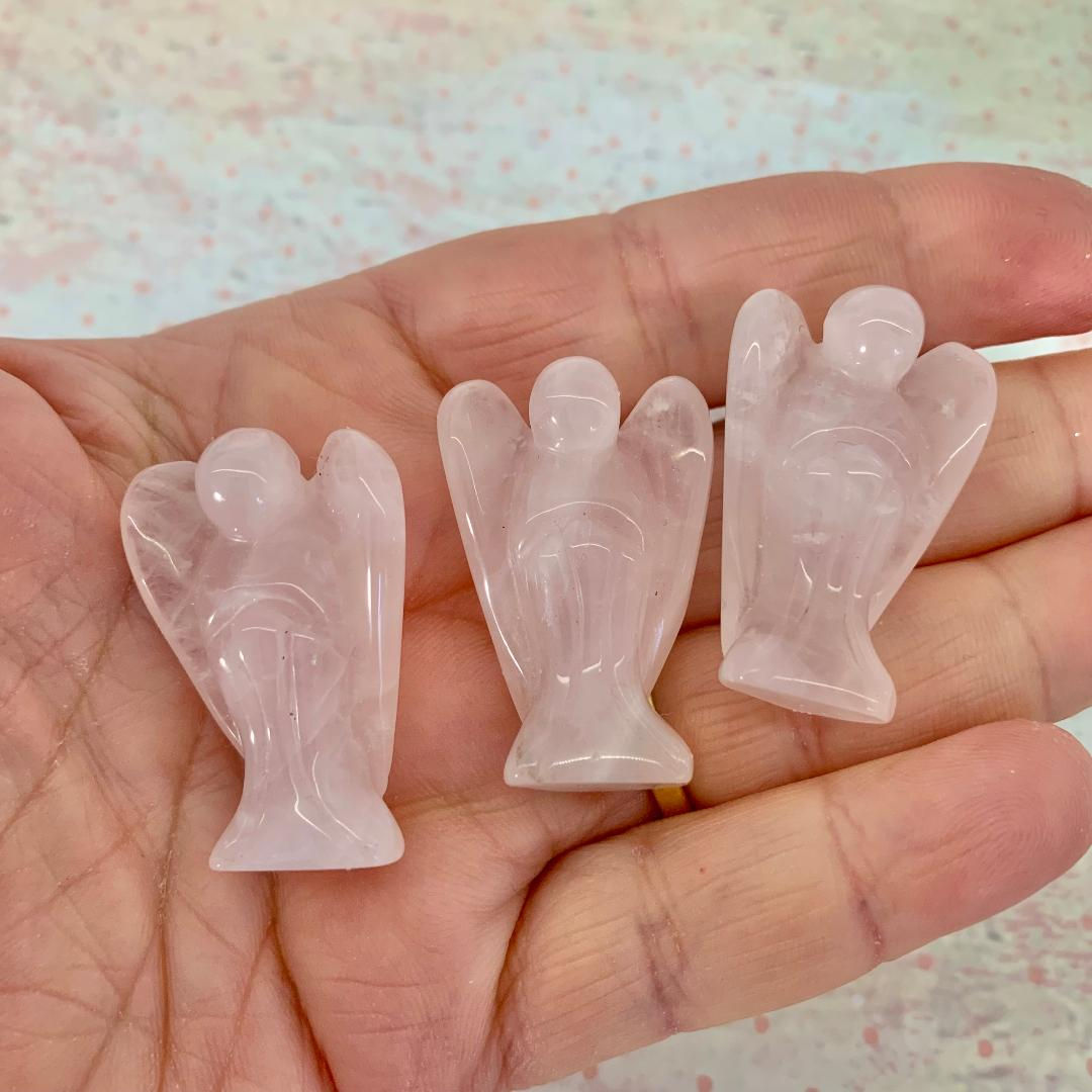 Rose Quartz Carved Angel Crystal