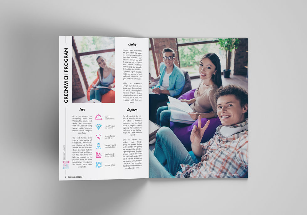 Brochure, Design, English, Australia, Explore Learning English, Greenwich, Code Academy, Young Learners