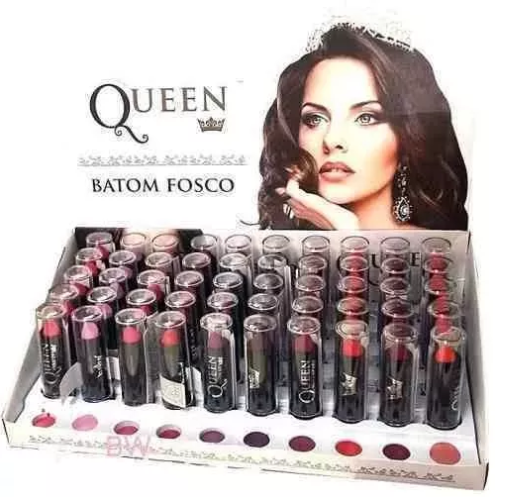 Miniatura: Caixa 50 Cores Batom Queen Fosco Matte Nude Kit Atacado Top