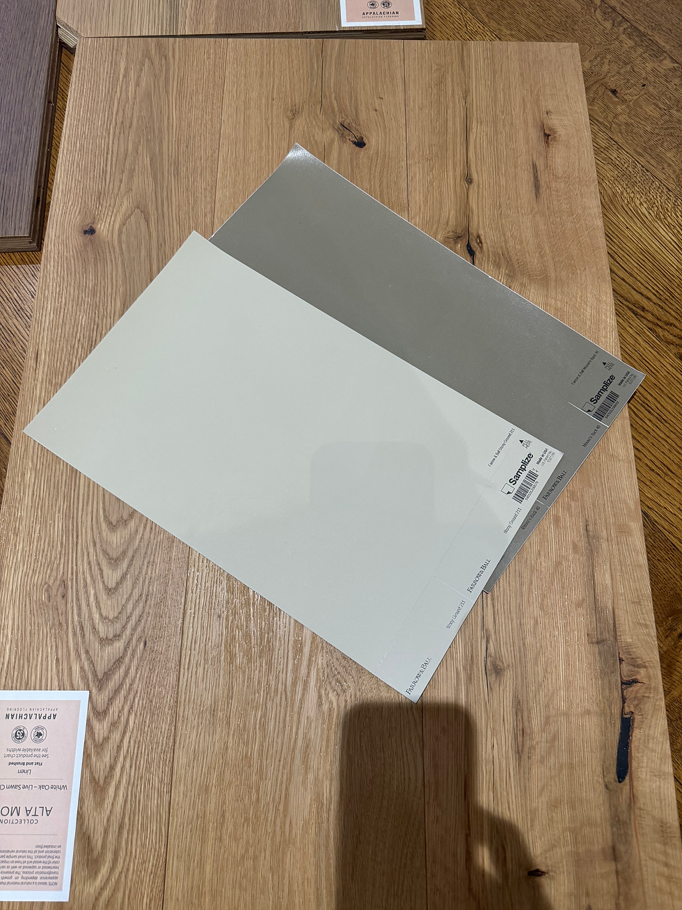 This was the Engineered flooring sample I originally fell in love with. We opted for solid hardwood floors instead for the 4 reasons listed below