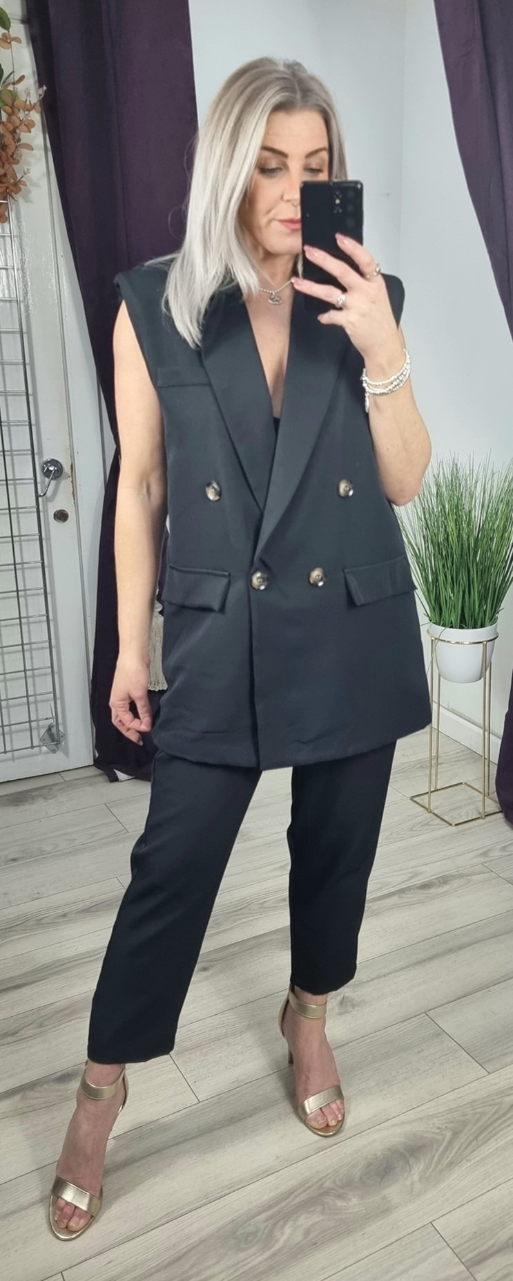 Black Sleeveless Blazer Suit Co-Ord | Foxy Frox Boutique